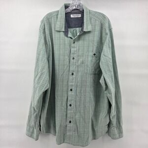 Tommy Bahama Shirt 2XLT Green Plaid Long Sleeve Coastline Cord Button Down